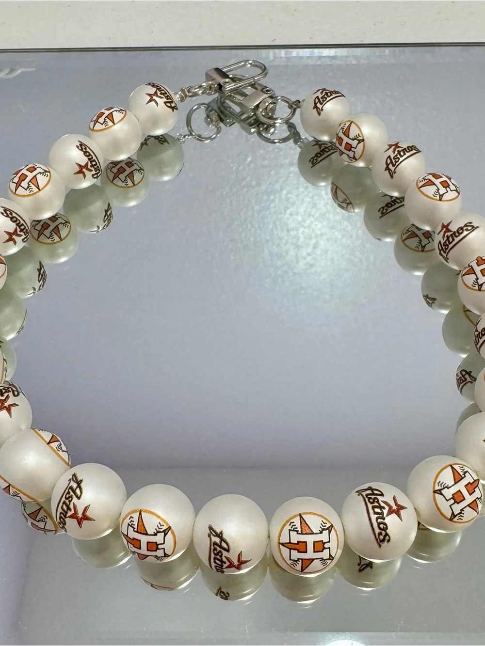New Houston Astros White Bead Bag Chain 18 inches